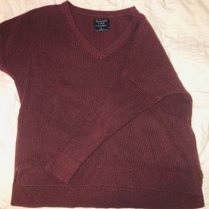 Abercrombie and Fitch Maroon Knit Sweater Small